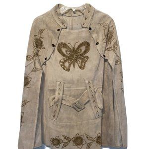 vintage leather poncho Native American Suede burnt